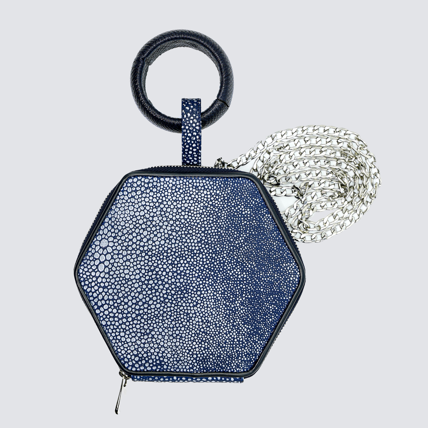 Stansberry convertible handbag in pebbled Italian saffino leather.