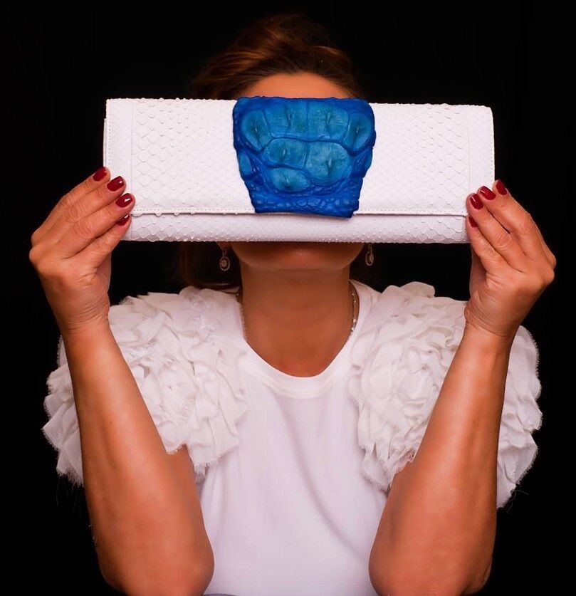 Elle Python and Crocodile Clutch