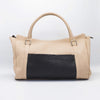 Blush and Black Leather bag, with genuine Ostrich external pocket. 