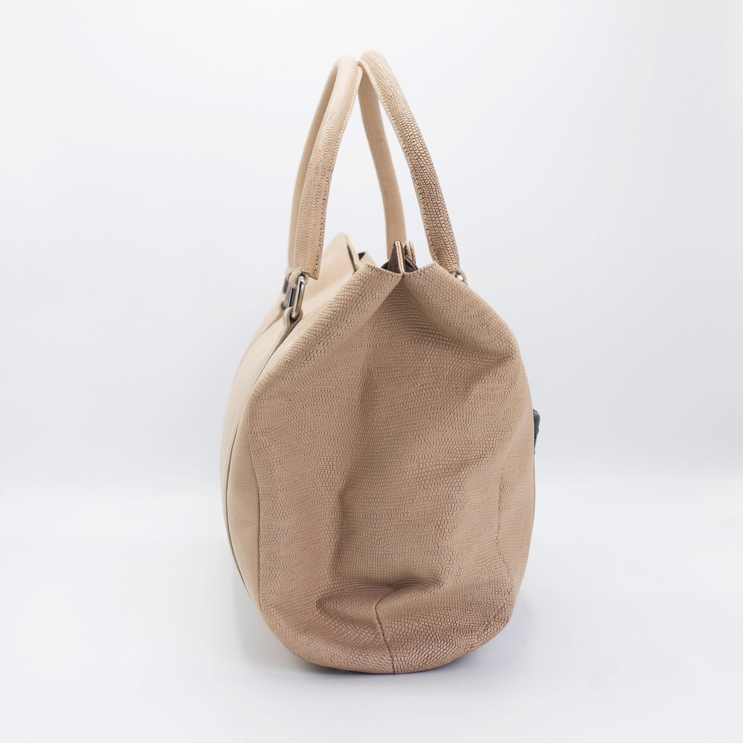 Blush and Black Leather bag, with Ostrich external pocket.