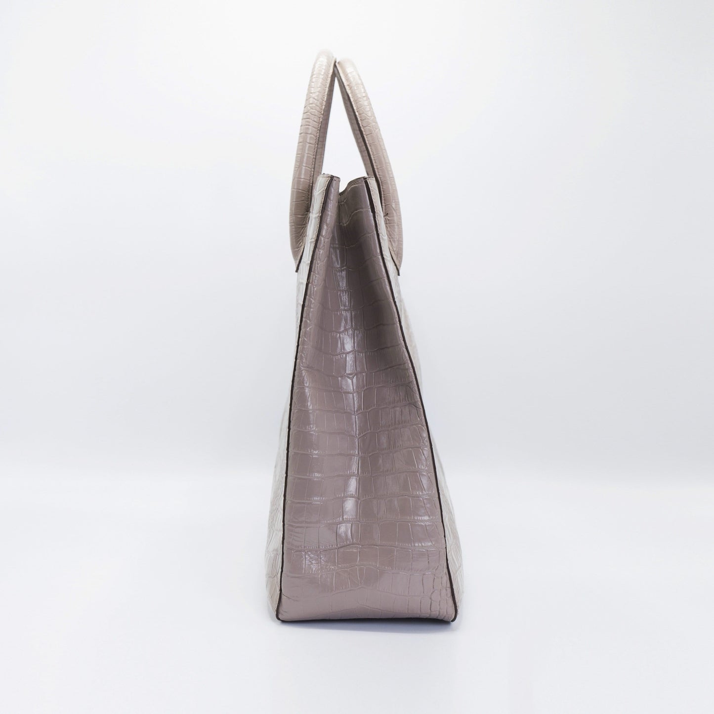 Tan Crossbody bag. Handcrafted in crocodile embossed Turkish leather, protective feet, with leather trimmed internal pockets.