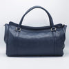 Navy and Black Leather bag, with Ostrich genuine external pocket. 