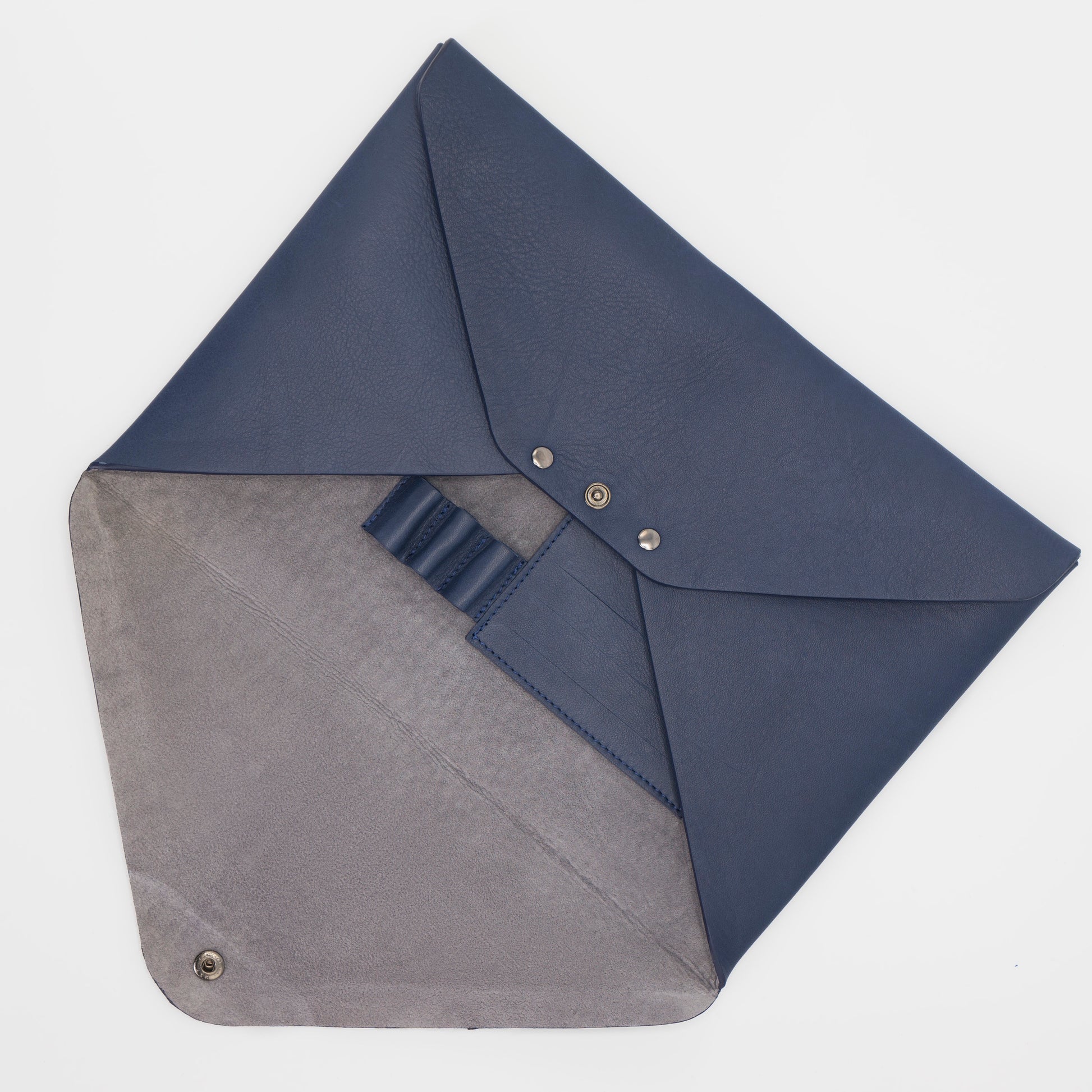 The Brody Attaché. Unisex, handcrafted, glovetanned Italian saffiano leather, Italian suede lining, snap closure, embossed logo stamp, with enough space for a tablet, iPad or other esscentials. Free shipping.
