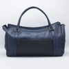 Navy and Black Leather bag, with Ostrich external pocket. 