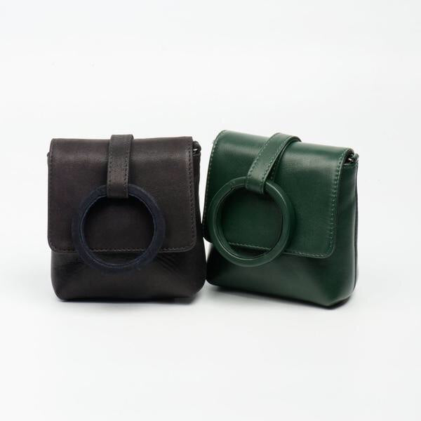 Full-grain smooth Italian lamb leather belt, wristlet, cross-body, and clutch bag 